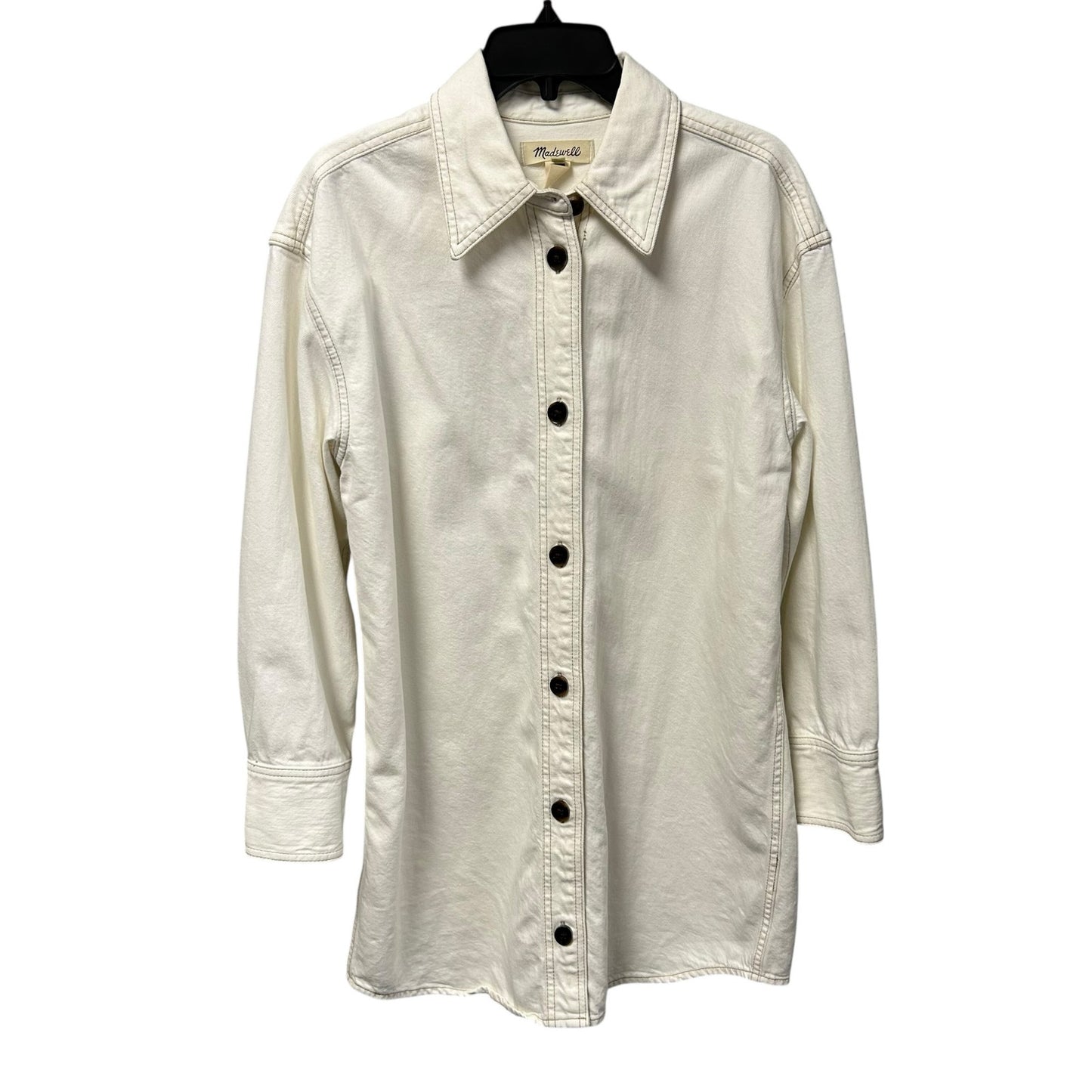 Madewell Tile White Button Up Denim Oversized Mini Shirtdress Womens Medium