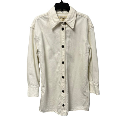 Madewell Tile White Button Up Denim Oversized Mini Shirtdress Womens Medium
