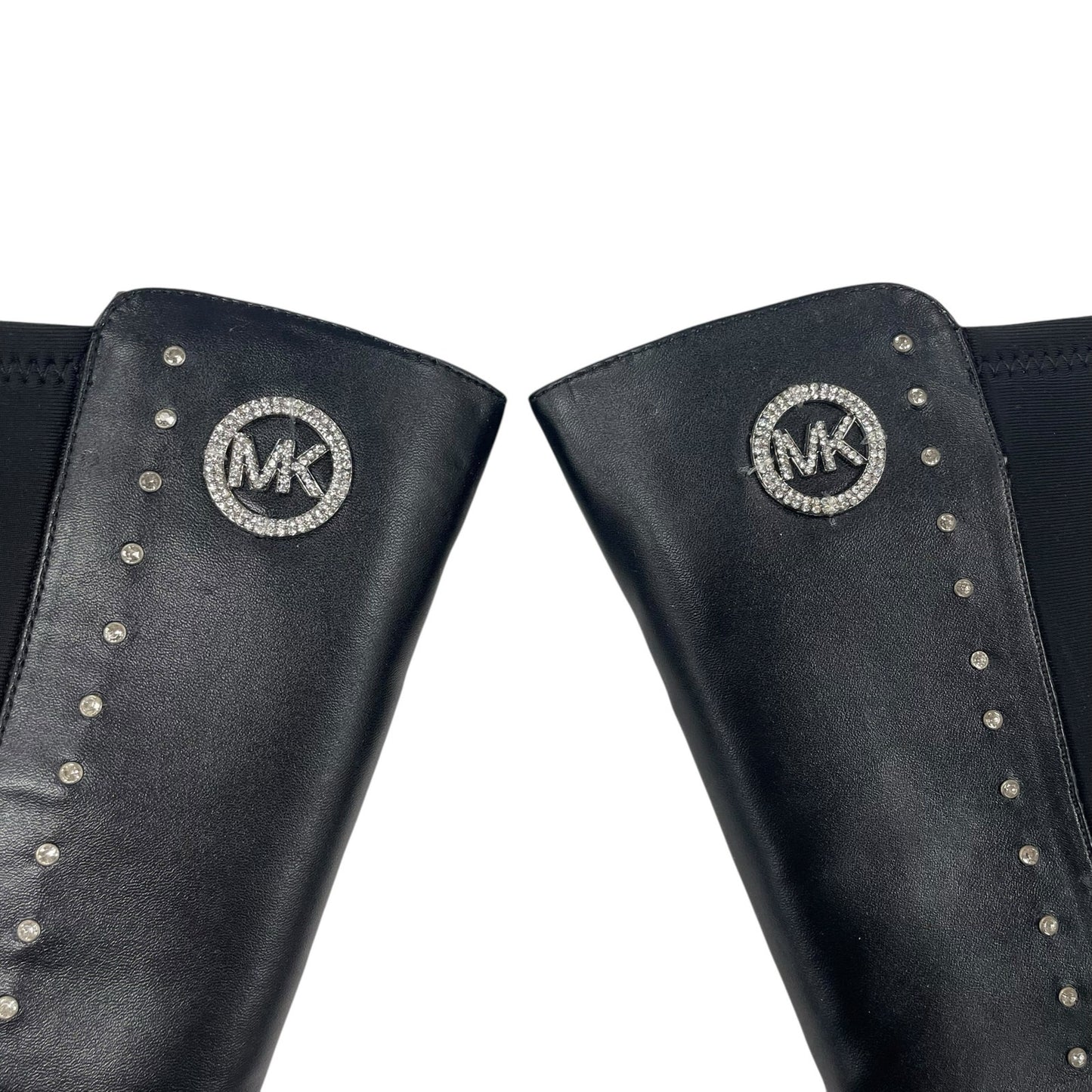 Michael Michael Kors Rhinestone Embellished Logo Tall Inessa Boot Black Womens 4