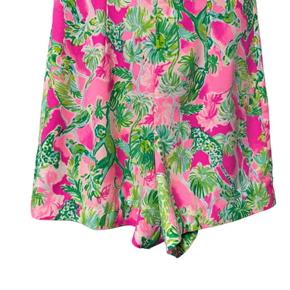 Lilly Pulitzer White Eyelet Pink Green Raz Berry Catty Shack Sadie Romper Size 4