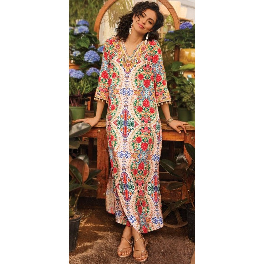 Soft Surroundings Ipanema Dress in Rio Rainbow Print Womens Petite Medium