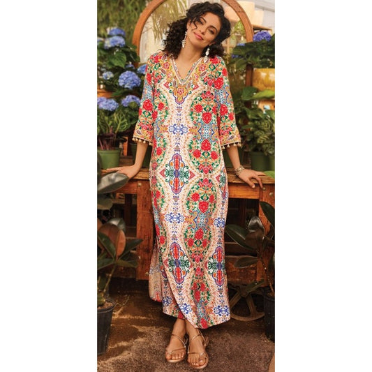 Soft Surroundings Ipanema Dress in Rio Rainbow Print Womens Petite Medium