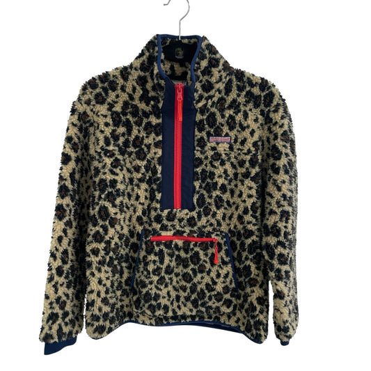 Vineyard Vines Leopard Print Super Sherpa Pullover Half Zip Womens Medium