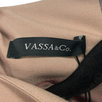 NWT $368 Vassa & Co Nude Long Sleeve Zip Back High Collar Top Womens Size US 8