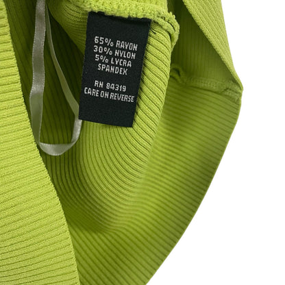 Y2K Cyrus V Neck Sleeveless Ribbed Knit Low Cut Tank Top Green Size Petite Small