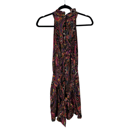 Cynthia Rowley Pink Multicolor Paisley Print Tie Back Mini Romper Womens Large