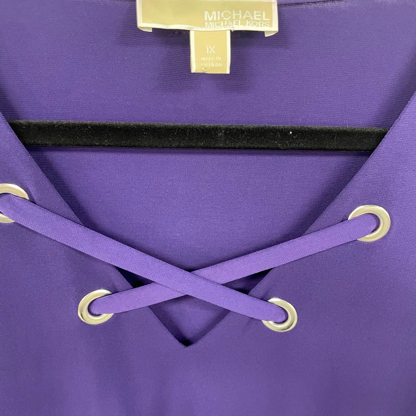 Michael Michael Kors Spandex Blend Flare Sleeve Dark Purple Dress Womens 1X