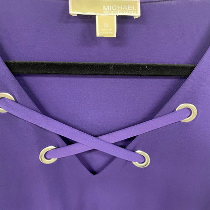 Michael Michael Kors Spandex Blend Flare Sleeve Dark Purple Dress Womens 1X