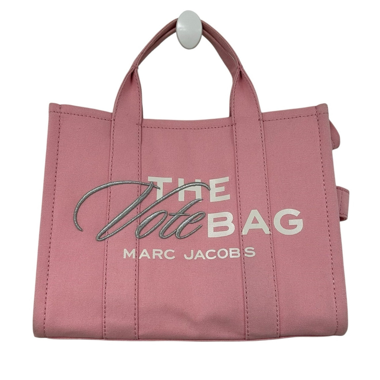 Marc Jacobs Pink White Double Handle The Vote Tote Bag w/ Crossbody Strap AS IS