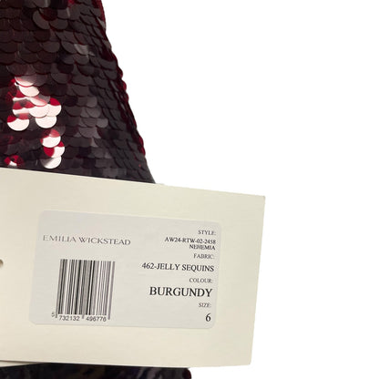 NWT Emilia Wickstead Nehemia Formal Dress in Burgundy Jelly Sequins US Womens 2