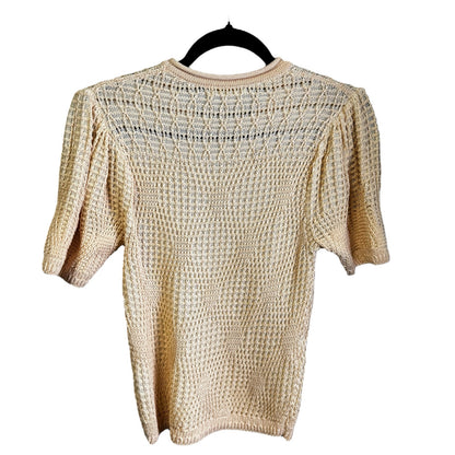 Ulla Johnson in Creme Short Sleeve Crewneck Woven Capri Top Womens Small
