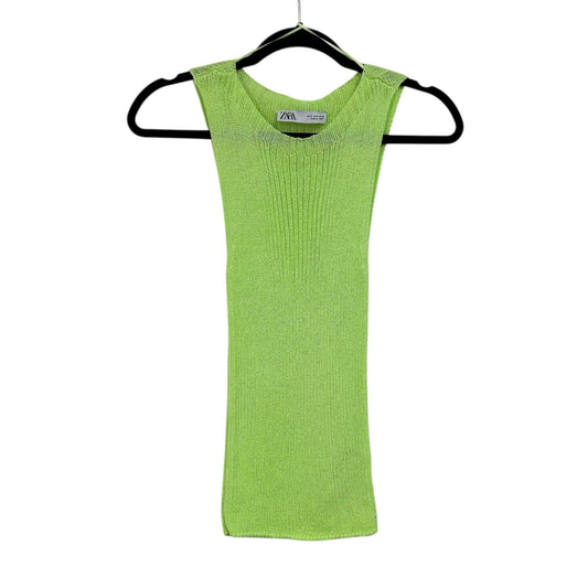 Zara Lime Green Knit Sleeveless Viscose Blend Tank Top Womens Small