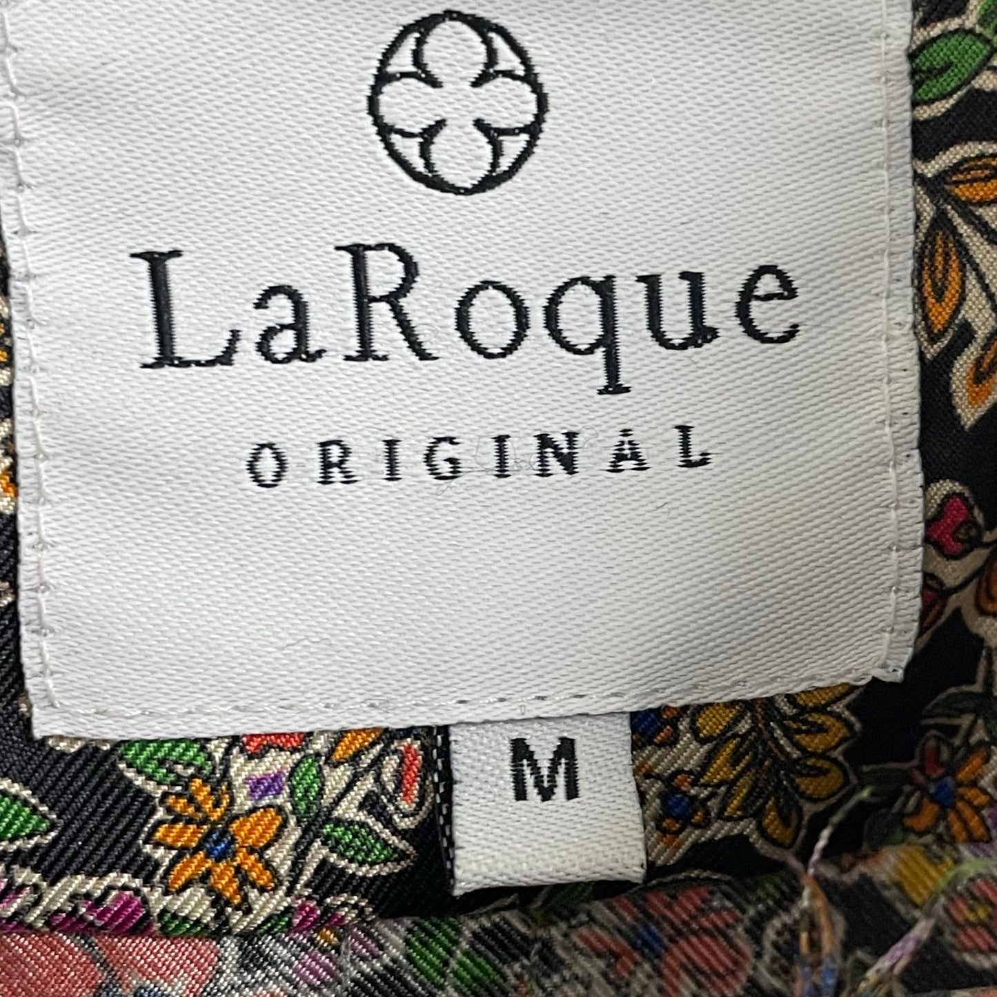 La Roque 100% Silk Long Sleeve Button Up Collared Dress Multicolor Floral Medium