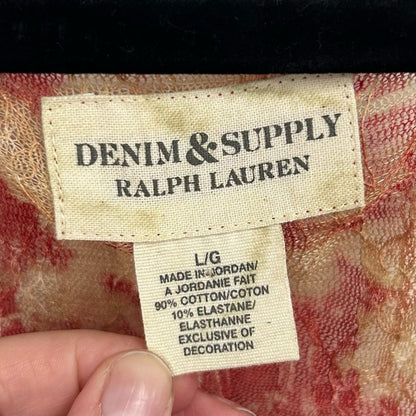 Denim & Supply Ralph Lauren Y2K Red Tank Lace Floral Print Top Womens Large