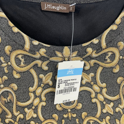 NWT J. McLaughlin Kaya Knit Swing Dress Black Gold Metallic Devon Scroll Small