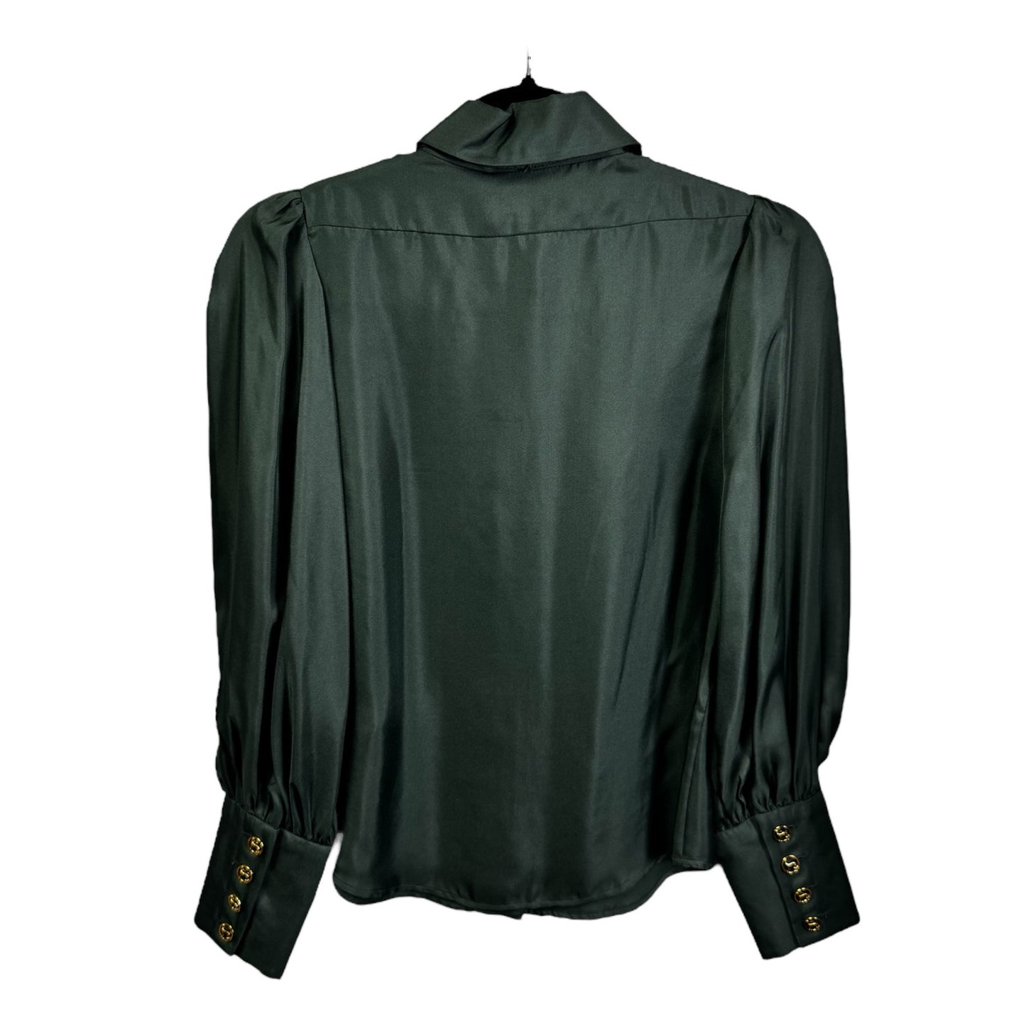 NWT Zimmermann Pine Green Long Sleeve Illustraition Blouson Top Womens 2 Petite