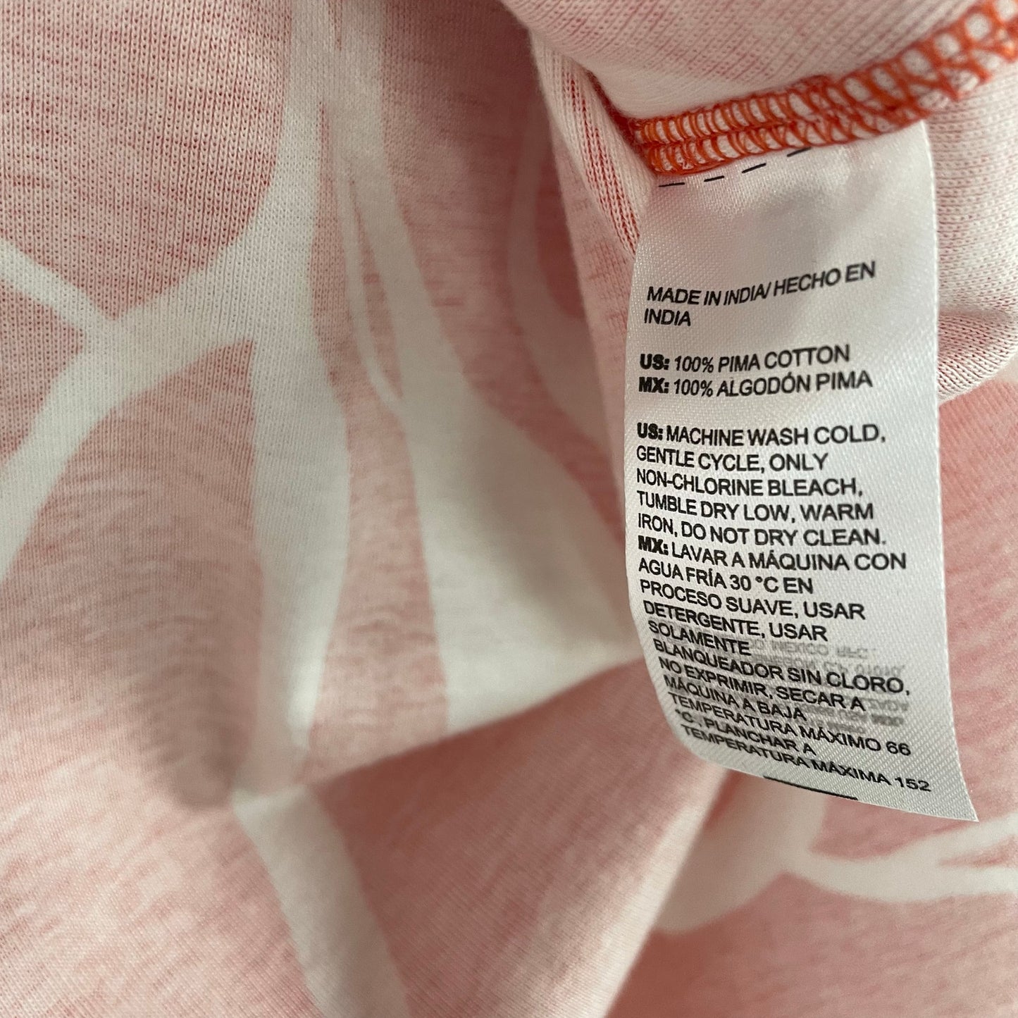 Chico’s Orange White Abstract Button Detail Tunic Tank Top Womens Large