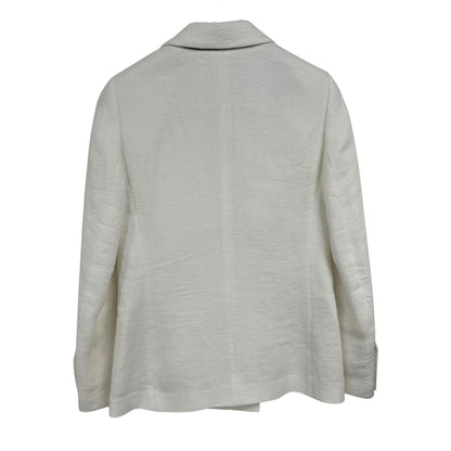 Brunello Cucinelli White Linen Blend Double Breasted Blazer Womens 38 / US 2