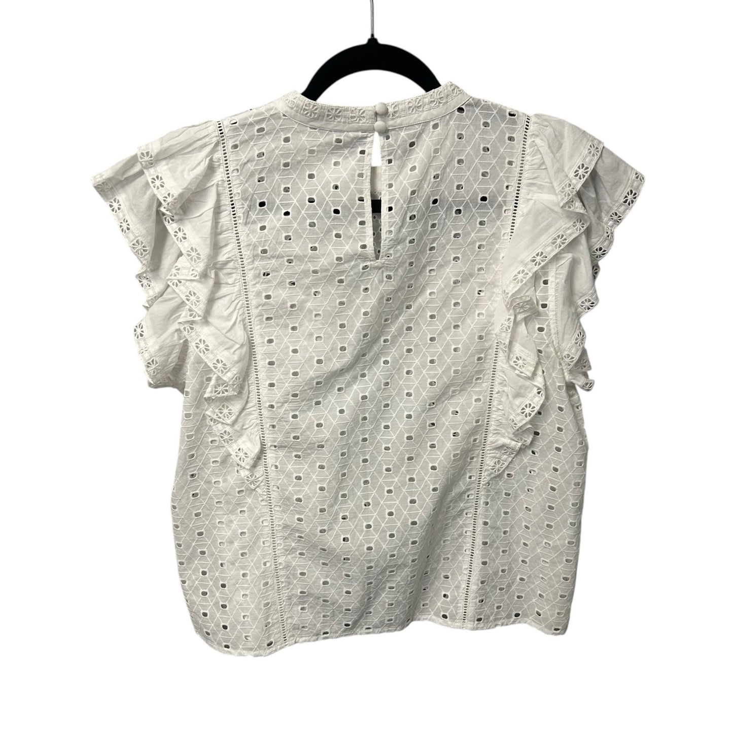 NWT Veronica Beard White Jie Ruffle Embroidered Eyelet Cotton Top Womens 10