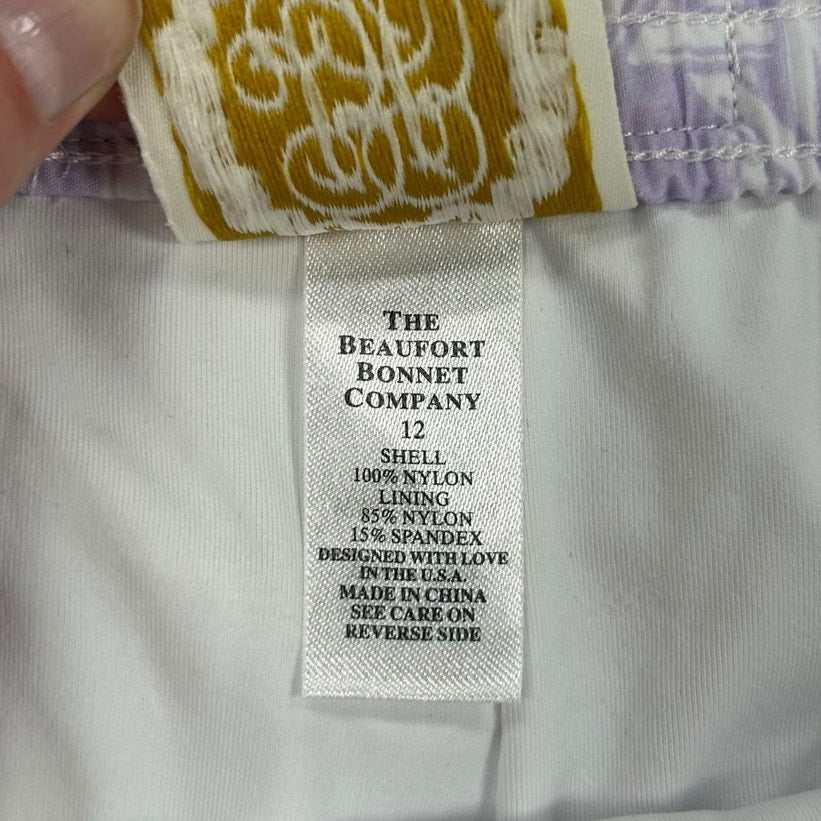 The Beaufort Bonnet Company Purple Ocean Club Cane Tortola Swim Trunks Boys 12