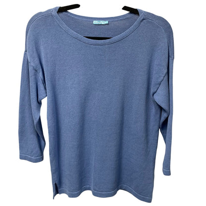 J. McLaughlin Linen Cotton Blend 3/4 Sleeve Sweater Light Blue Womens Size Small