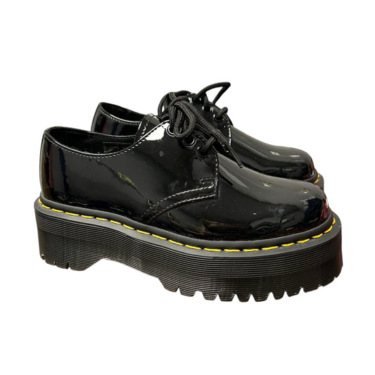 Dr. Martens Black Patent Leather Quad Platform Lace Up Shoes Womens US 5