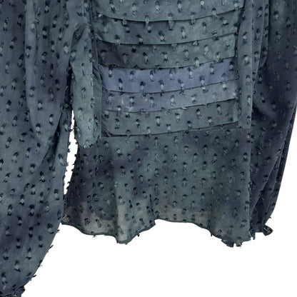 Current Air Navy Green Textured Long Sleeve Ruffle Trim Top Womens Small