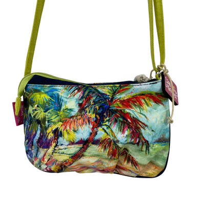 Leoma Lovegrove Multicolor Embellished Palm Tree Beach Scene Crossbody Handbag