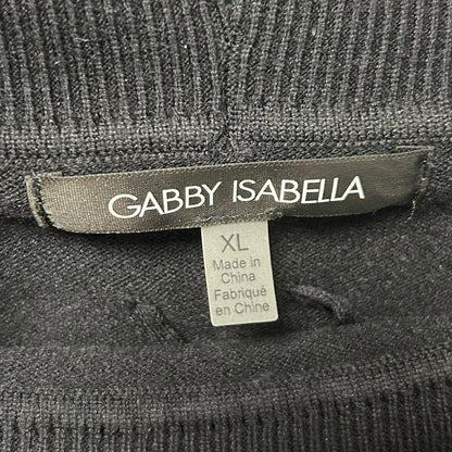 Gabby Isabella Black Fashionista Embroidered Cowl Neck Sweater Womens XL
