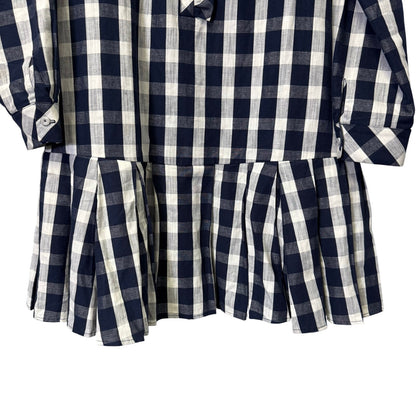 Tuckernuck Navy White Gingham Long Sleeve Linen Blend Tate Dress Womens Small