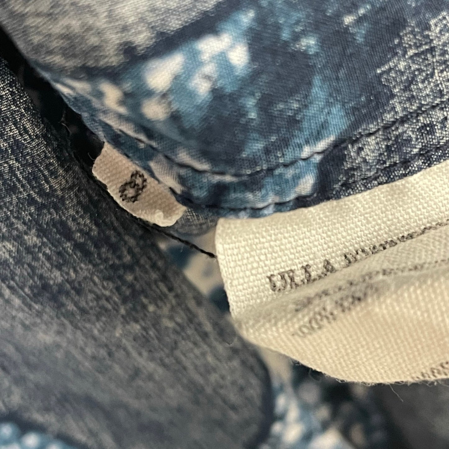 Ulla Johnson Arusi Blouse Indigo Blue Short Sleeve Tie Neck Womens 8