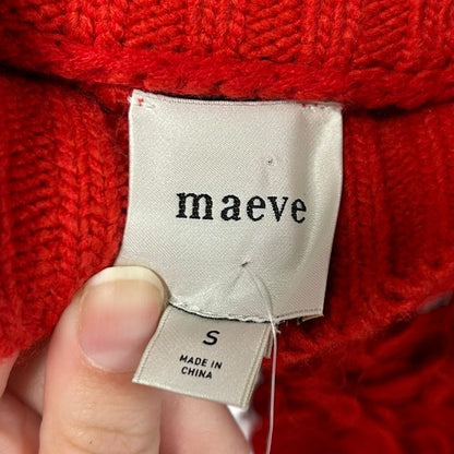 NWT Maeve Red Callahan Mock Neck Loop Stitch Acrylic Sweater Womens Small