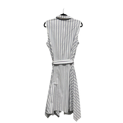 NWT Lafayette 148 White Blue Stripe Sleeveless Button Down Dress Womens X-Large