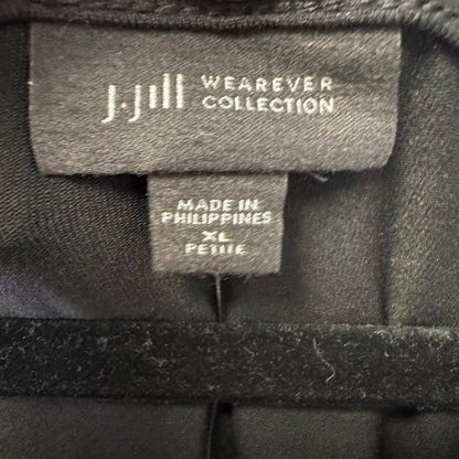 NWT J. Jill Black Floral 3/4 Sleeve Round Neck Wearever Top Women X-Large Petite