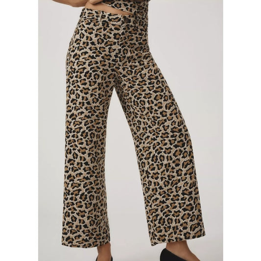Maeve Leopard Print The Ettie High-Rise Crop Wide-Leg Pants Womens Size 27