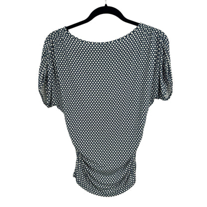 Weston Wear Anthropologie Navy Cream Knot Twist Front V Neck Top Womens Small
