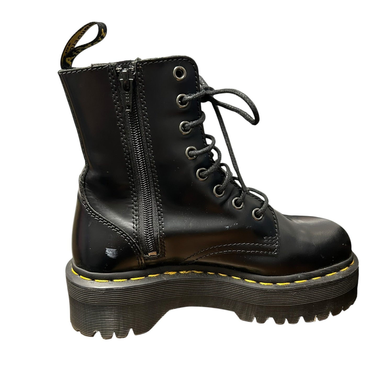 Dr. Martens Black Smooth Leather Platform Lace Up Jadon Boots Womens US 6