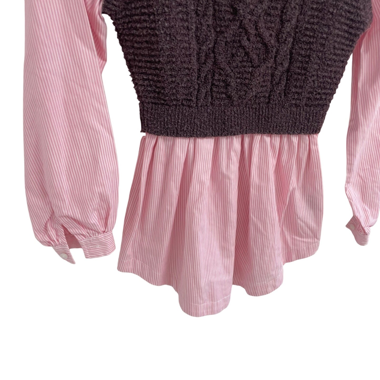 Anthropologie Maeve Collared Twofer Layered Sweater Vest Pink Purple Size XXS