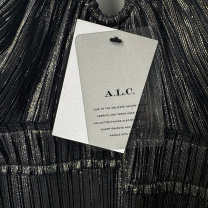 NWT ALC Metallic Sleeveless Halter Scoop Neck Pleated Cecila Maxi Dress Womens 4