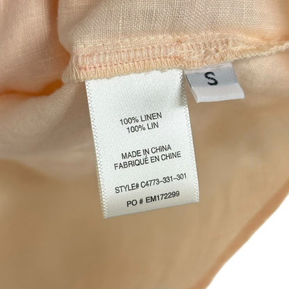 Cloth & Stone 100% Linen Peach Long Sleeve Tie Front Peasant Top Womens Small