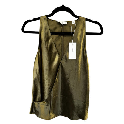 NWT Vince Earthly Green Sleeveless Surplice Neck Satin Tank Top Womens X-Small