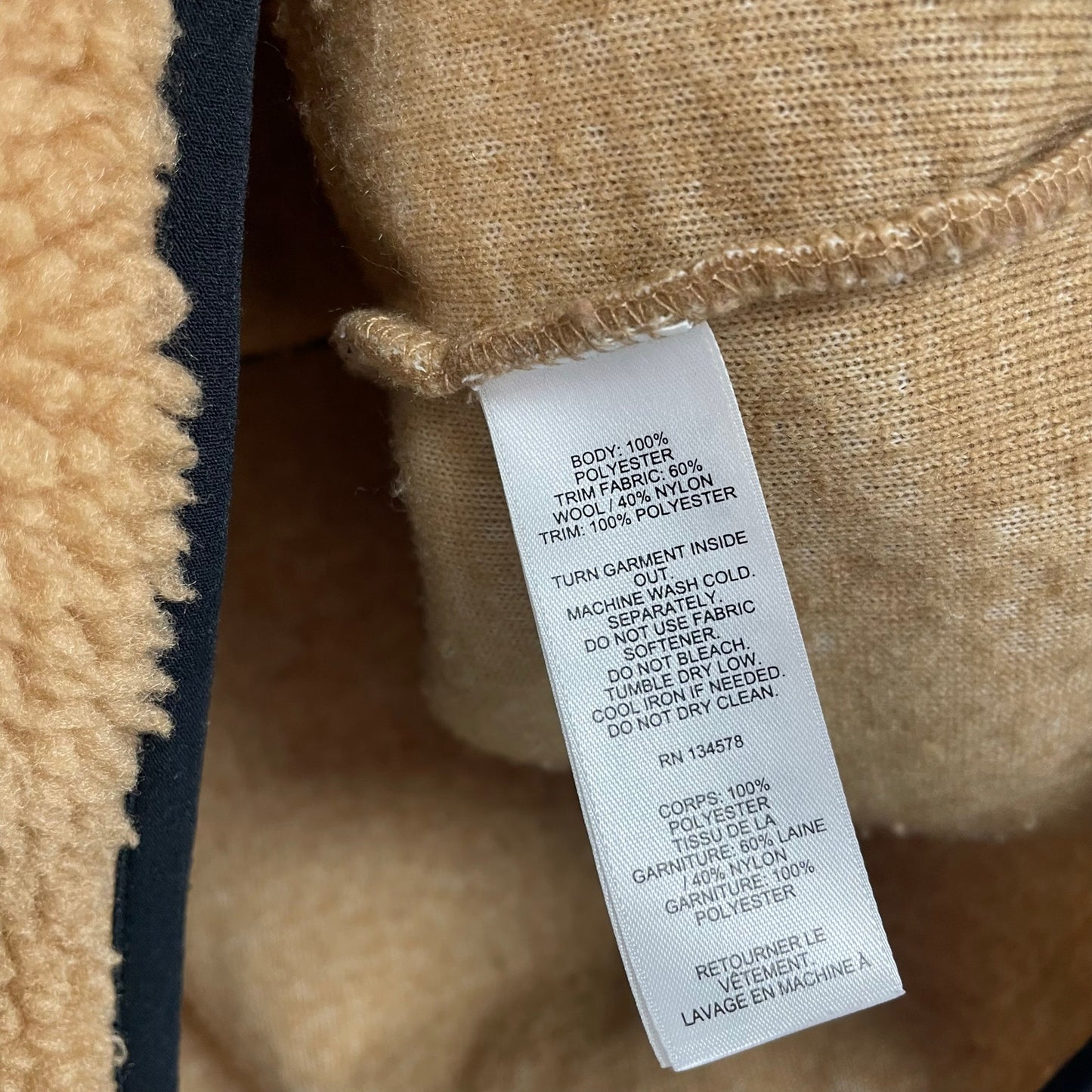 Vineyard Vines Sherpa Fleece Breton Stripe SuperShep Half Zip Tan Black Medium