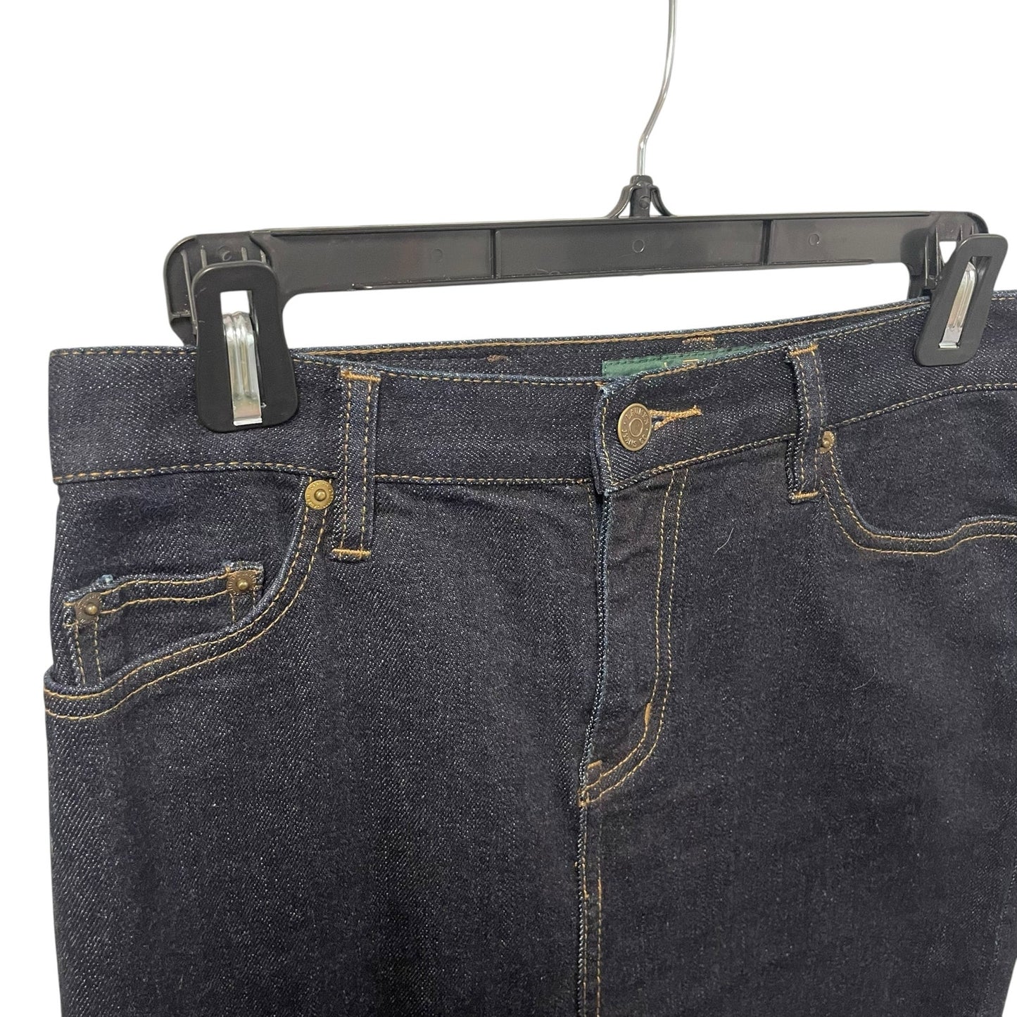 Lauren Ralph Lauren Jeans Co Dark Wash Denim Straight Fit Knee Skirt Womens 2