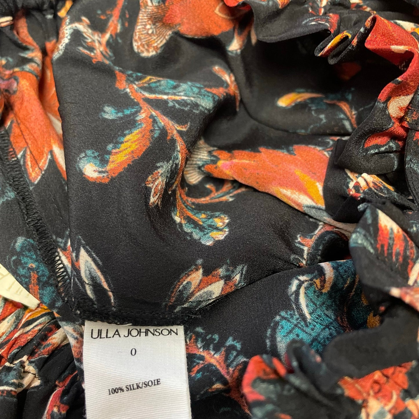 Ulla Johnson Leica Belted 100% Silk Paperbag Shorts Obsidian Floral Print Size 0