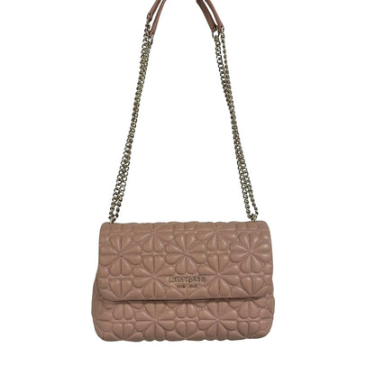 Kate Spade Flapper Pink Leather Bloom Quilted Small Flap Chain Shoulder Bag