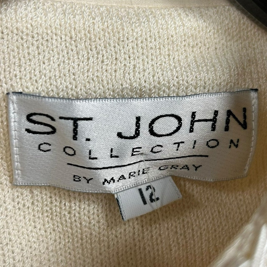 NWT St. John Collection by Marie Gray Cream White Santana Knit Skirt Suit 12