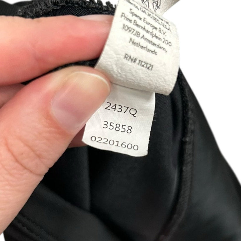 Spanx Black Shiny Faux Leather Mis Rise Pull On Leggings Womens Petite Medium