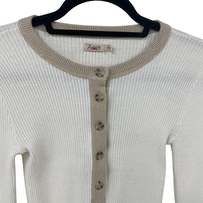Faherty Mikki Striped Ribbed Knit Henley In Vintage Varsity Womens Size XS