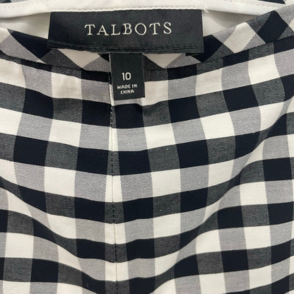 Talbots Black White Gingham Print Side Zip Up Pleated Pants Womens Size 10