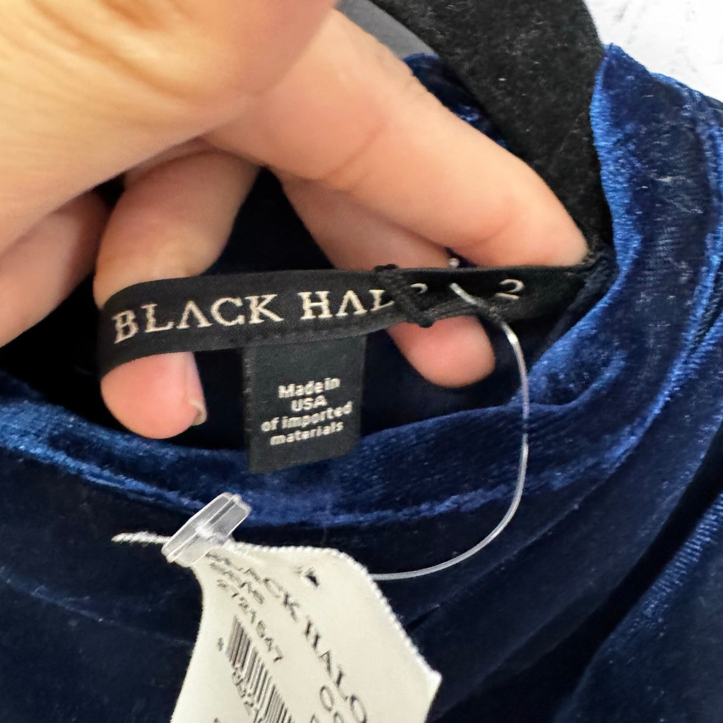 NWT Black Halo Deep Navy Velvet Sleeveless Mock Neck Corrine Jumpsuit Womens 2